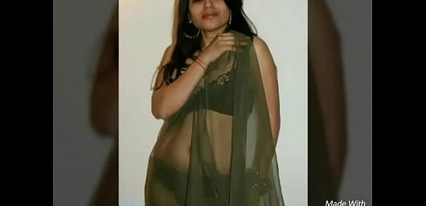  Kavya Sharma Indian Pornstar Nude In Black Transparent Saree